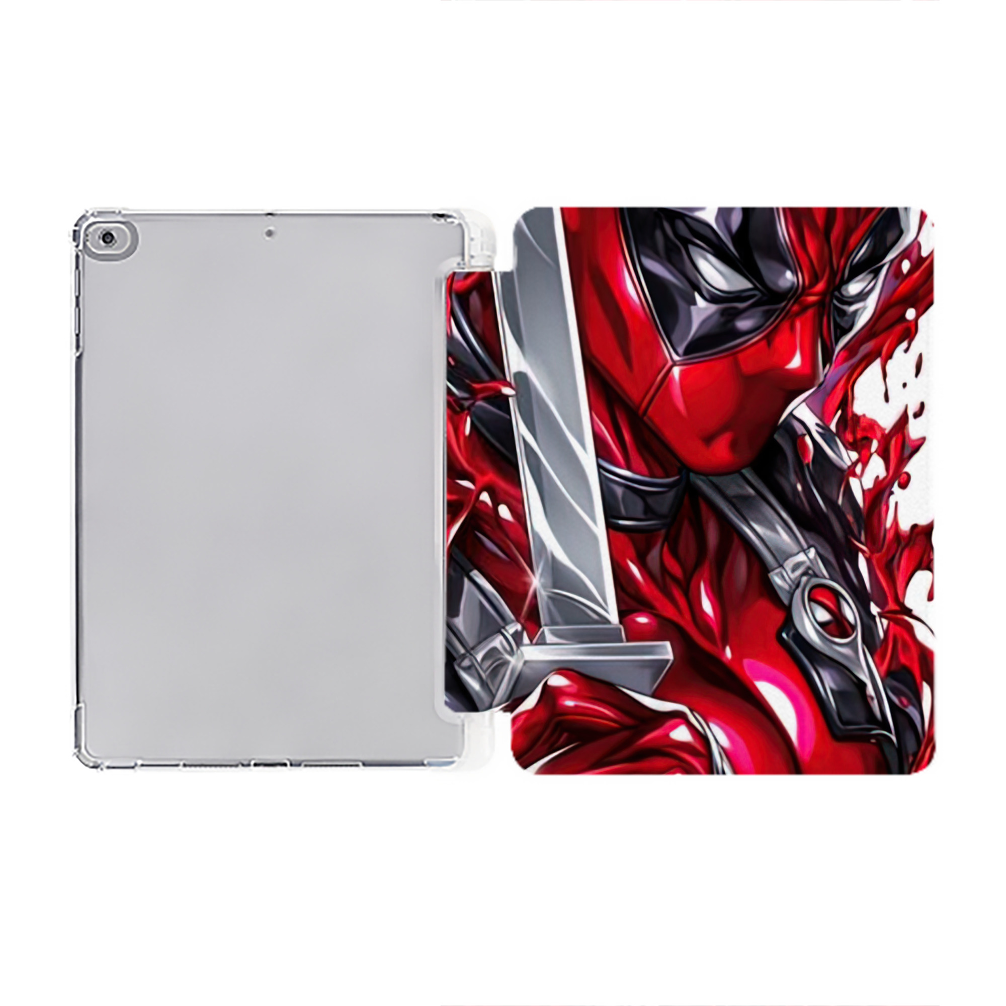 （画像用） Deadpool デッドプール IPad ケース ペン収納付き 三つ折りスタンド PUレザー×シリコン 対応機種9.5/10.5/10.9インチ